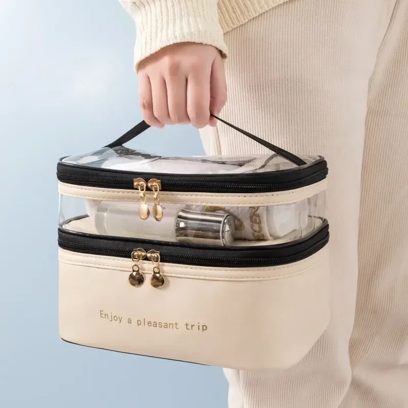 

Portable Fashionable, Double Waterproof, Layer Storage Portable, Makeup Wash, Color, Travel, Solid Bag, Bag Transparent