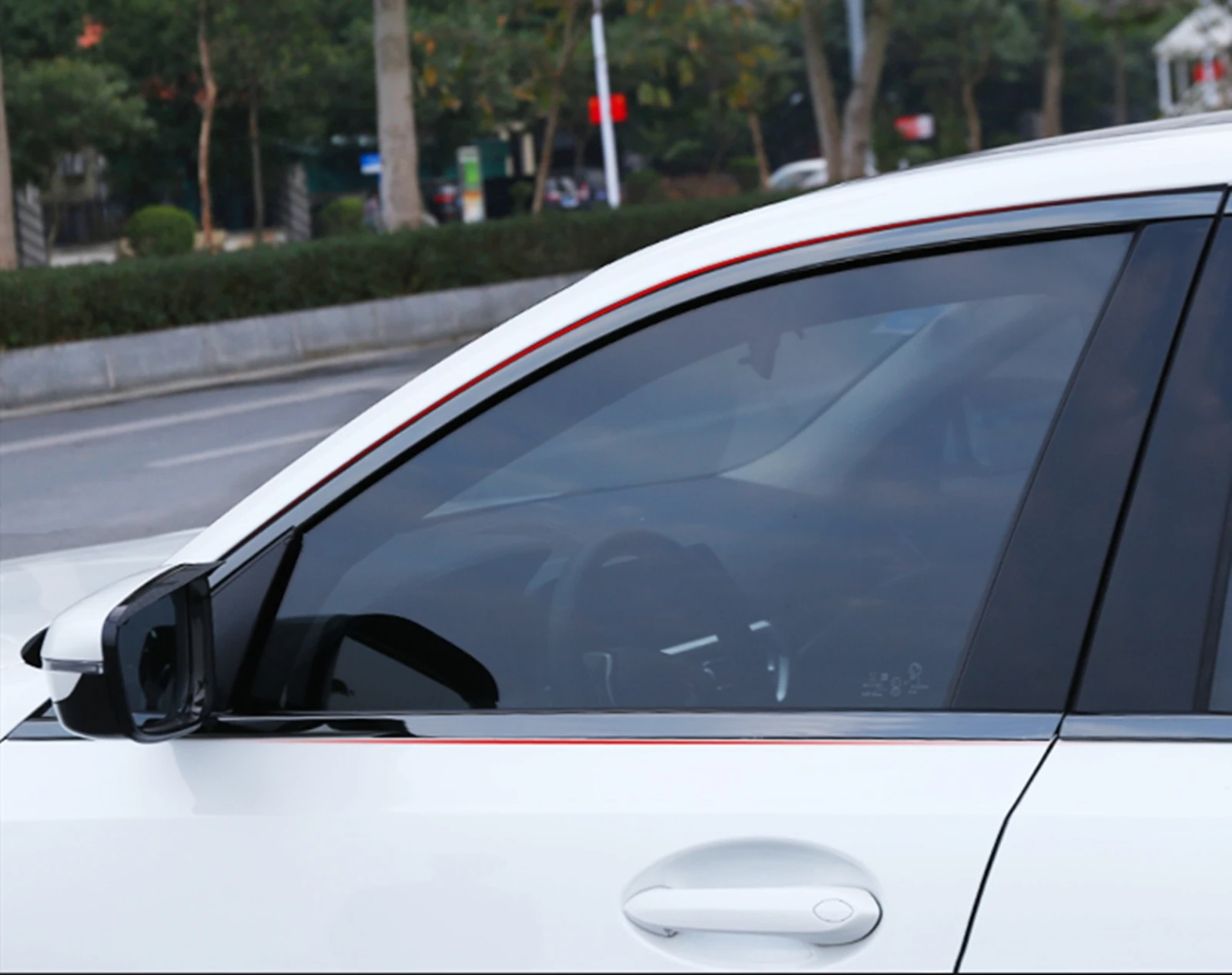 BMW 3 시리즈 G20 G28 330i 2019-2023 세단 4도어 글로스 블랙 외부 창문 트림 커버 씰 웨더스트립 장식 스트립
