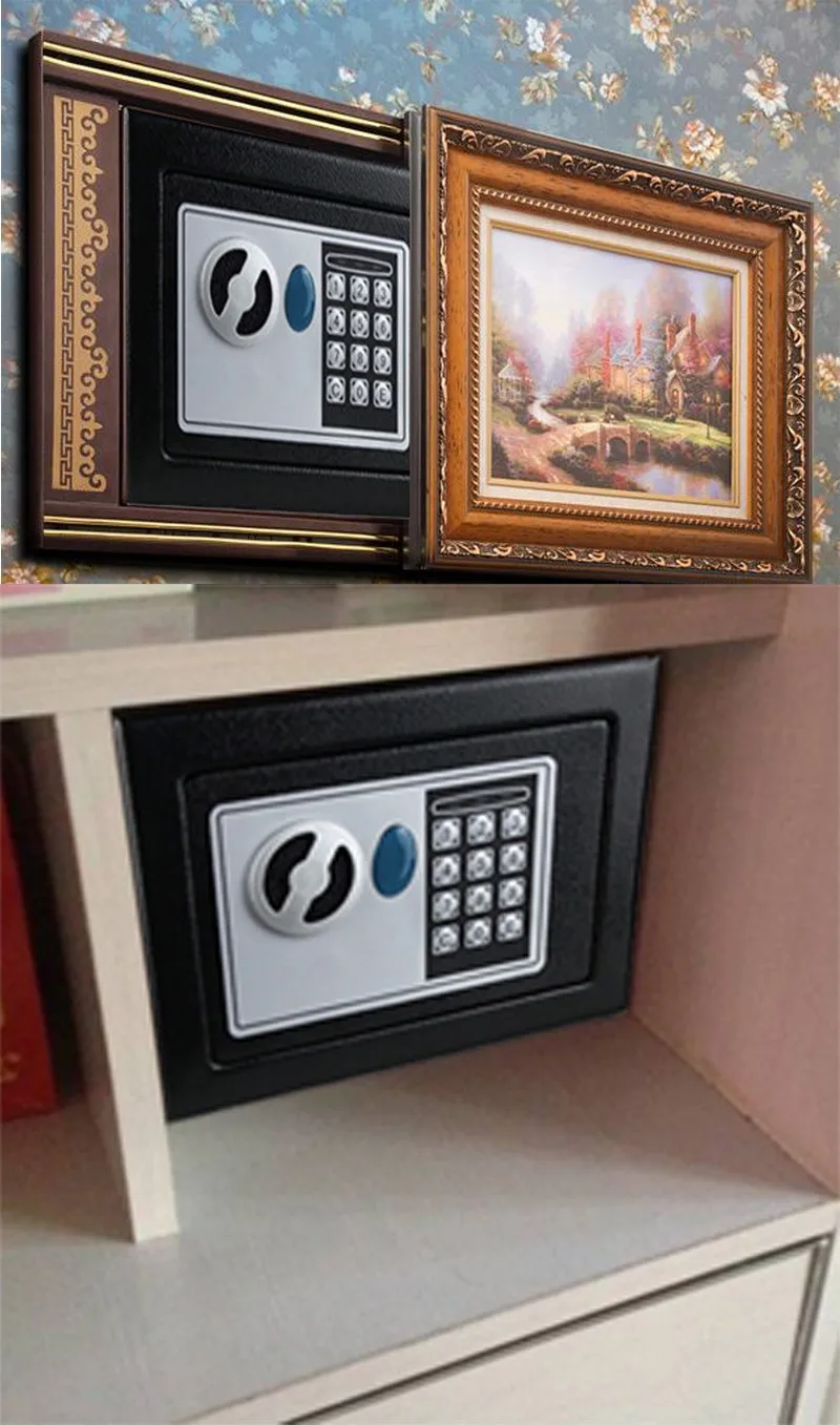 Small Digital Safe Steel Money Room Safe with Key for Safe Storage of Money, Jewelry or Documents Fireproof Money Holder