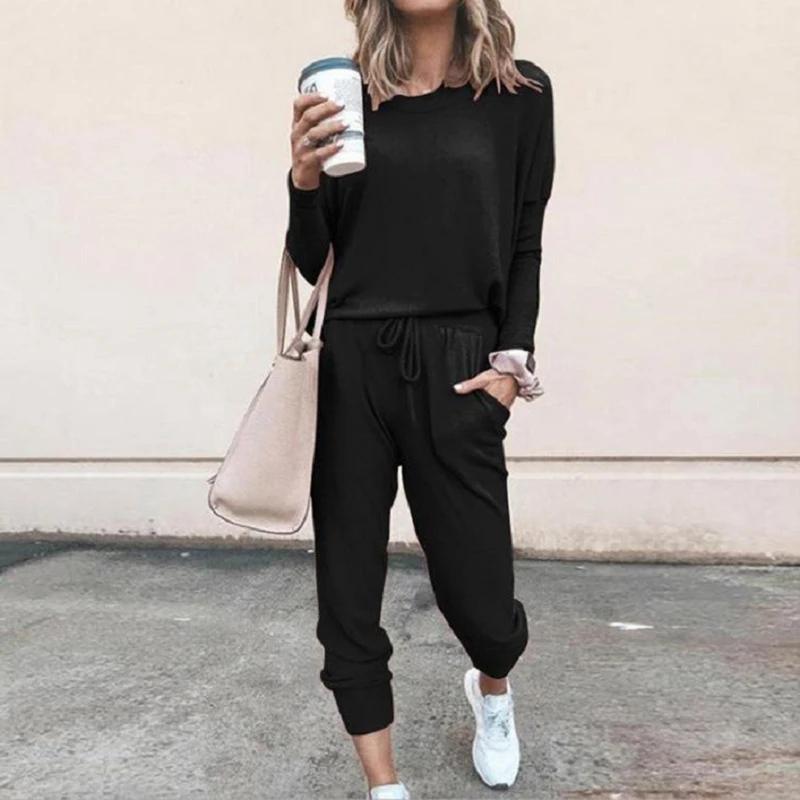 Women Tracksuit 2023 Spring Autumn Casual Solid Color Long Sleeve Loose Hoodies Female Fashion Oversize Sportswear Two Piece Set