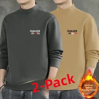 Men's Slim Fit Long Sve Thermal T-irt Hoodie Double Sided Fce Busin Casual f High Collar Autumn Top Base Layer