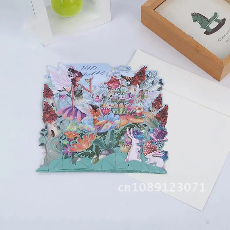 3D Birthday Invitation Greeting Card Creative Laser Cut Greeting Postcard Gift Cards Laser Cut Handmade Happy Birthday Cards
