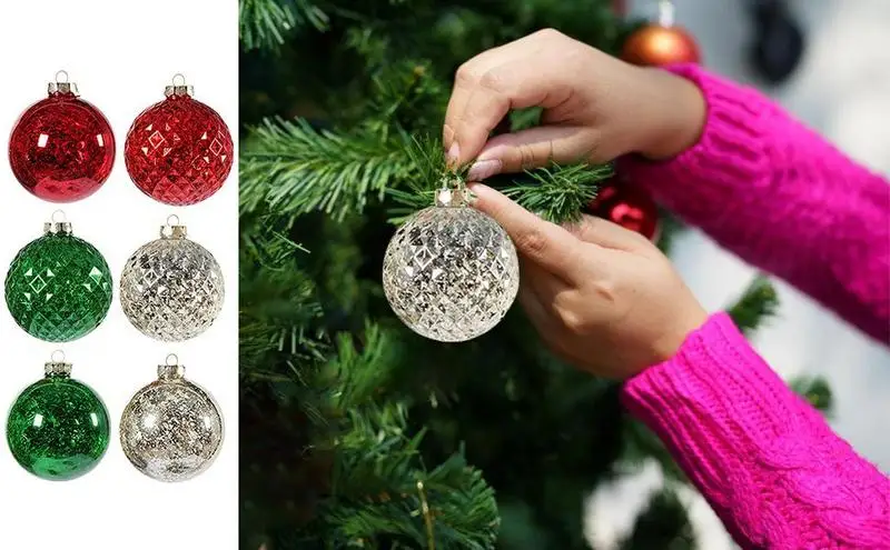 

Christmas Balls Ornaments For Christmas Tree Glitter Balls Decor For Tree Decorations Shatterproof Hanging Ball Party Decor