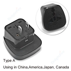 Universal Travel Power Adapter - International to USA Plug Converter with 3 - Pin Type B Socket - US Plug - Black