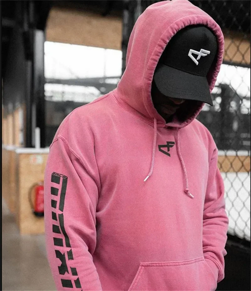 2023 Autumn/winter Men's Gym Hoodie Sports Cotton Sweater Fitness Sweatshirt Jacket High Kangaroo Pocket Fitness Pullover