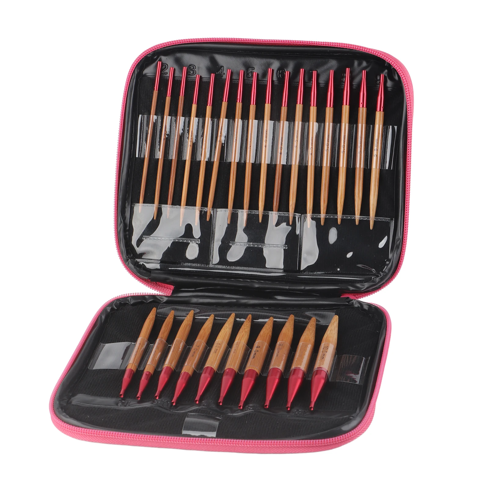 Austauschbare karbon isierte Bambus nadeln Set Aluminium Runds trick nadeln Ring Set – Detail 5