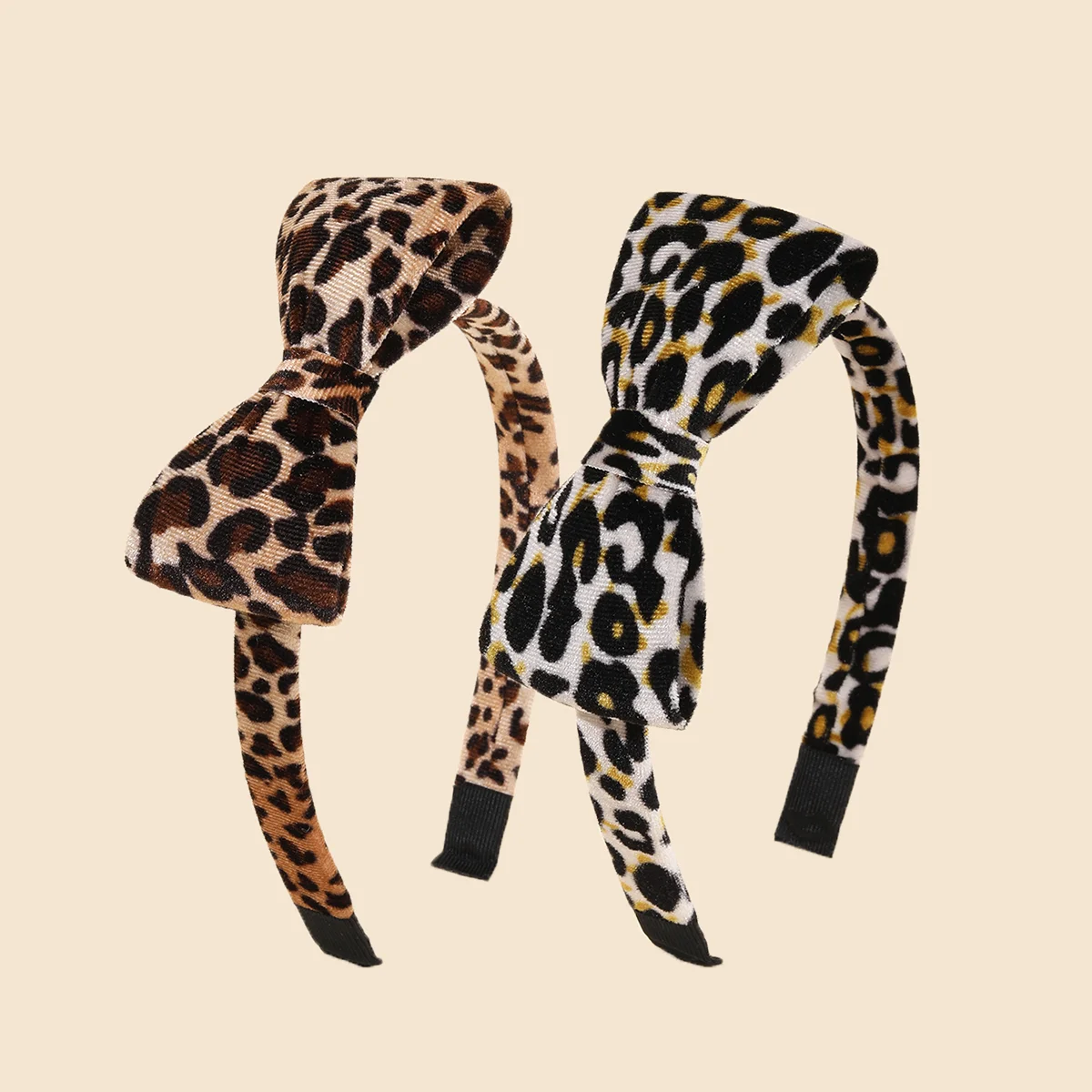 Korean Leopard-print Bow Headband Retro Elegant Velvet Hair Band No Slip Hair Hoop For Girls Women Fashion Headwear Accessories