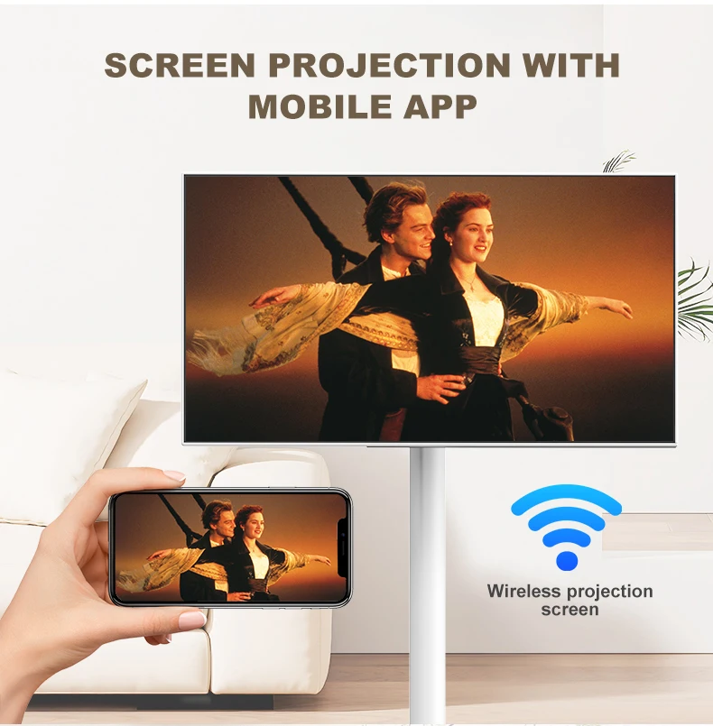 21.5 Inch 4Gb+64Gb Interactive Smart Television Rotatable Ultra Thin Touch Monitor Rechargeable Digital Portable TV