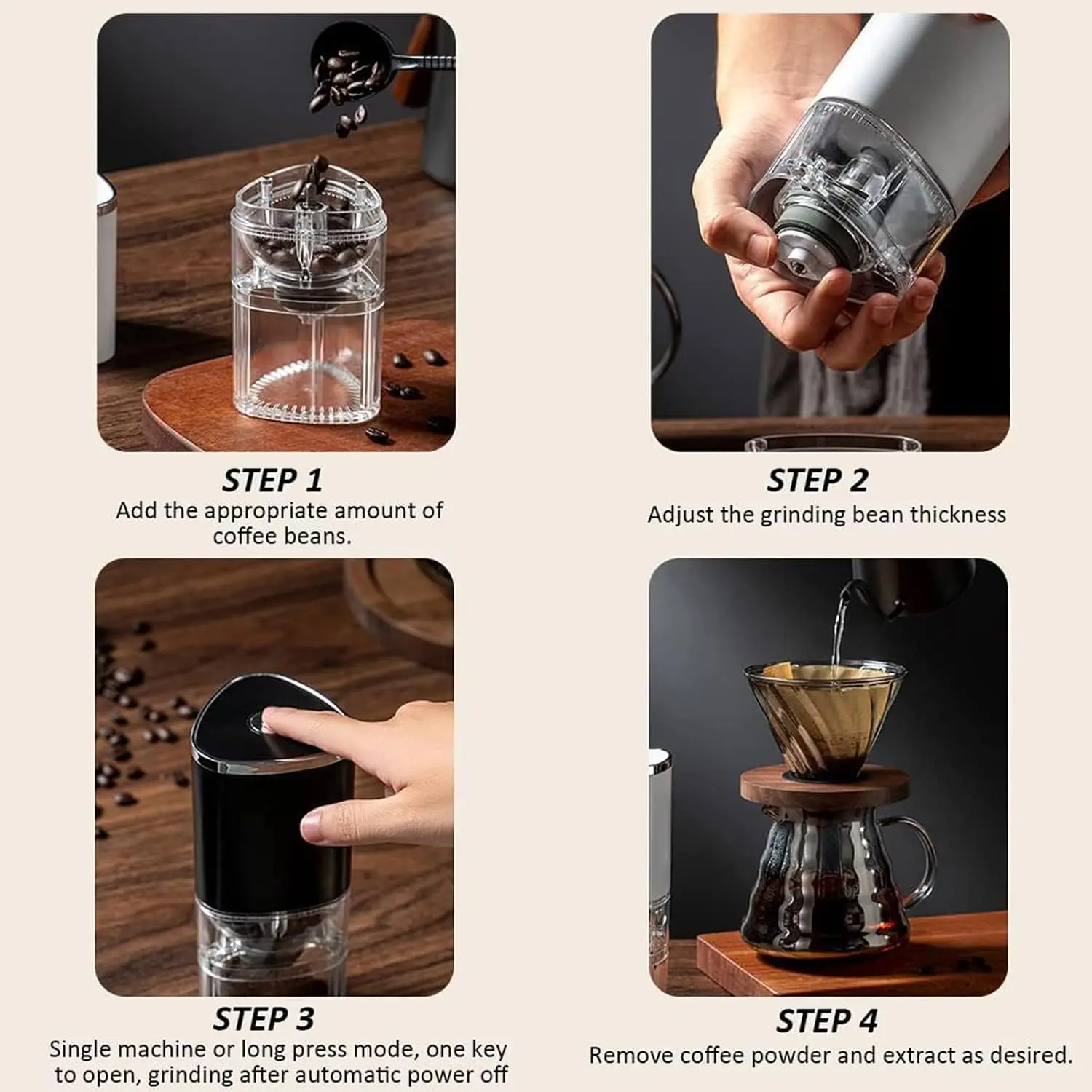 Enhanced Electric Burr Coffee Grinder - Premium Household Bean Mill & Manual Brewer