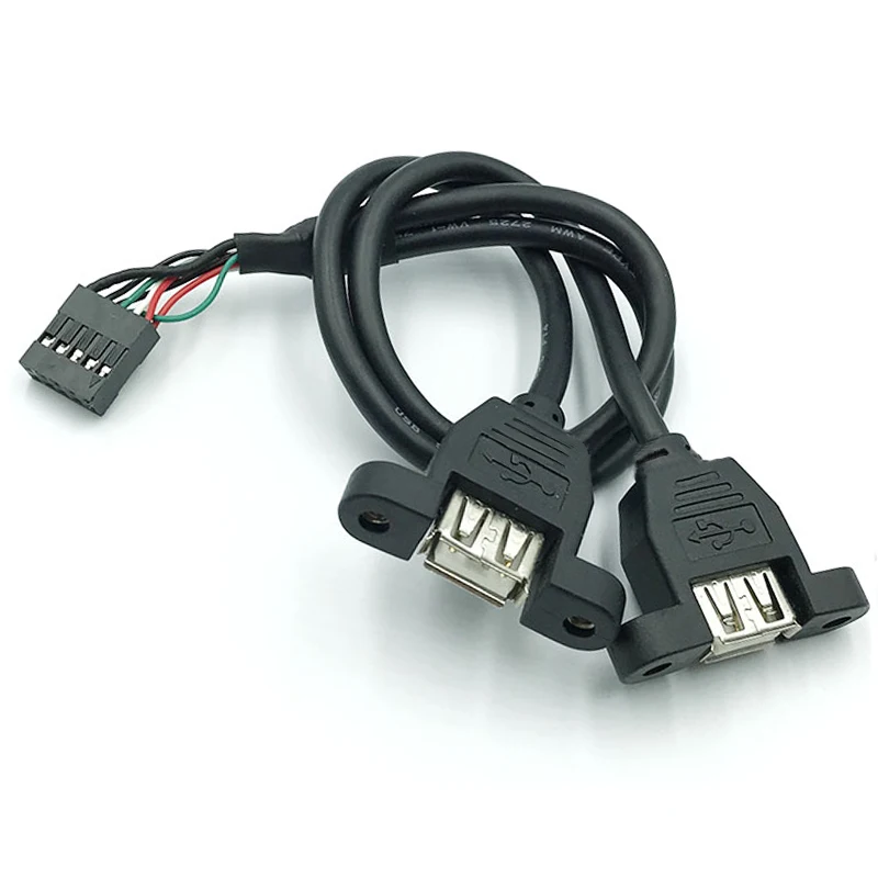 Motherboard 9-polig auf Dual Port USB Feste Buchse Dual Head USB Integrierte Erweiterung Verlängerung Adapter Kabel 2.0 Abstand