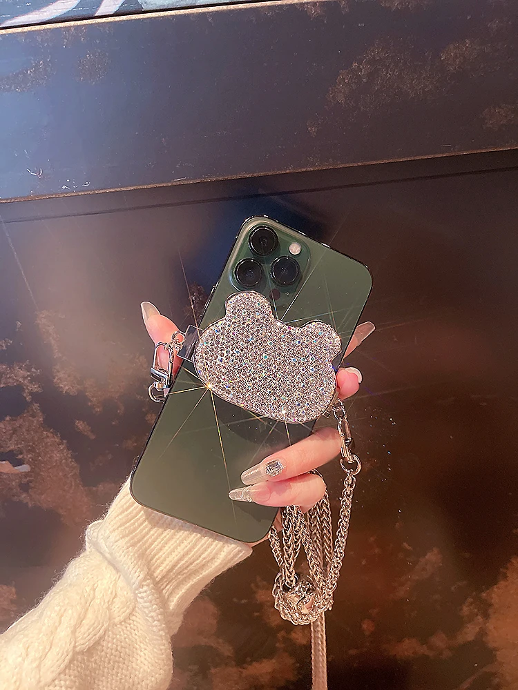 

Phone Case Back Clip Pearl Chain Lanyard Diamonds Anti-loss Artifact Portable Universal with Rhinestone Outdoor Safe Necessary