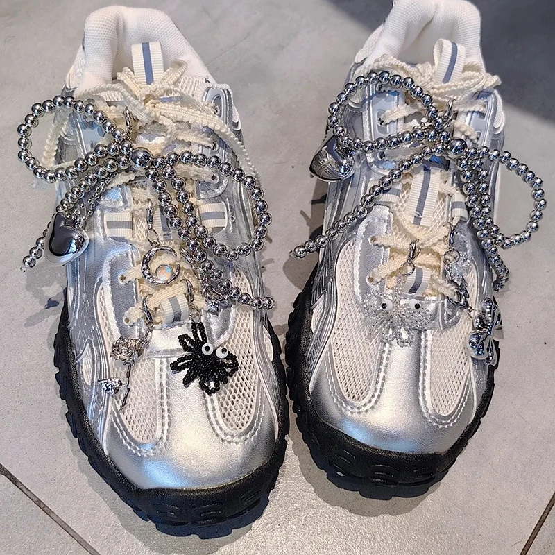 Mode Schnürsenkel Charms für Sneakers Silber Perle Schleife Anhänger Edelstein Schuh Dekorationen Schnalle Mädchen Herz Schuh Charm 1PCS