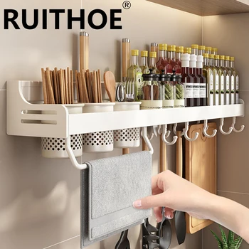 Scaffale per organizer da cucina Scaffale per spezie a parete Portacoltelli da cucina Condimento a parete Bacchette Cucchiaio Pala per riporre Sheif 1