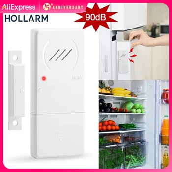 Hollarm Freezer Door Alarm 3/15/30/60 Seconds Adjustable Delay Refrigerator Alarms Wireless Window Door Opening Sensor Loud 90dB