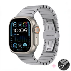 Elegant Stainless Steel Metal Link Watch Strap for Series 11 - 10 42mm (Titanium gray)