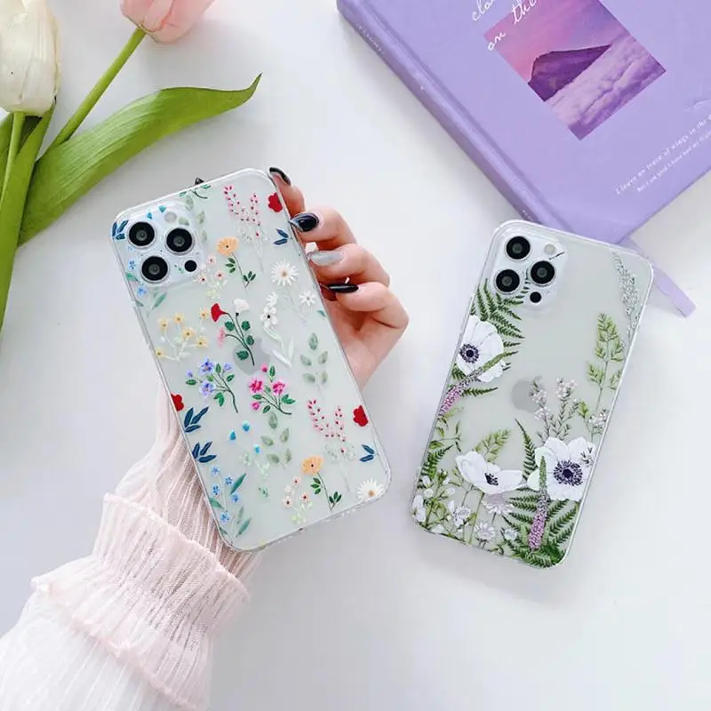 Elegant Floral Clear Phone Case Cover