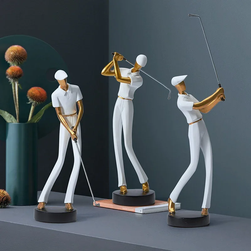 

Modern Golf Boy Character Resin Adornments Home Livingroom Desktop Sculpture Decoration Hotel Store Club Bar Furnishing Crafts