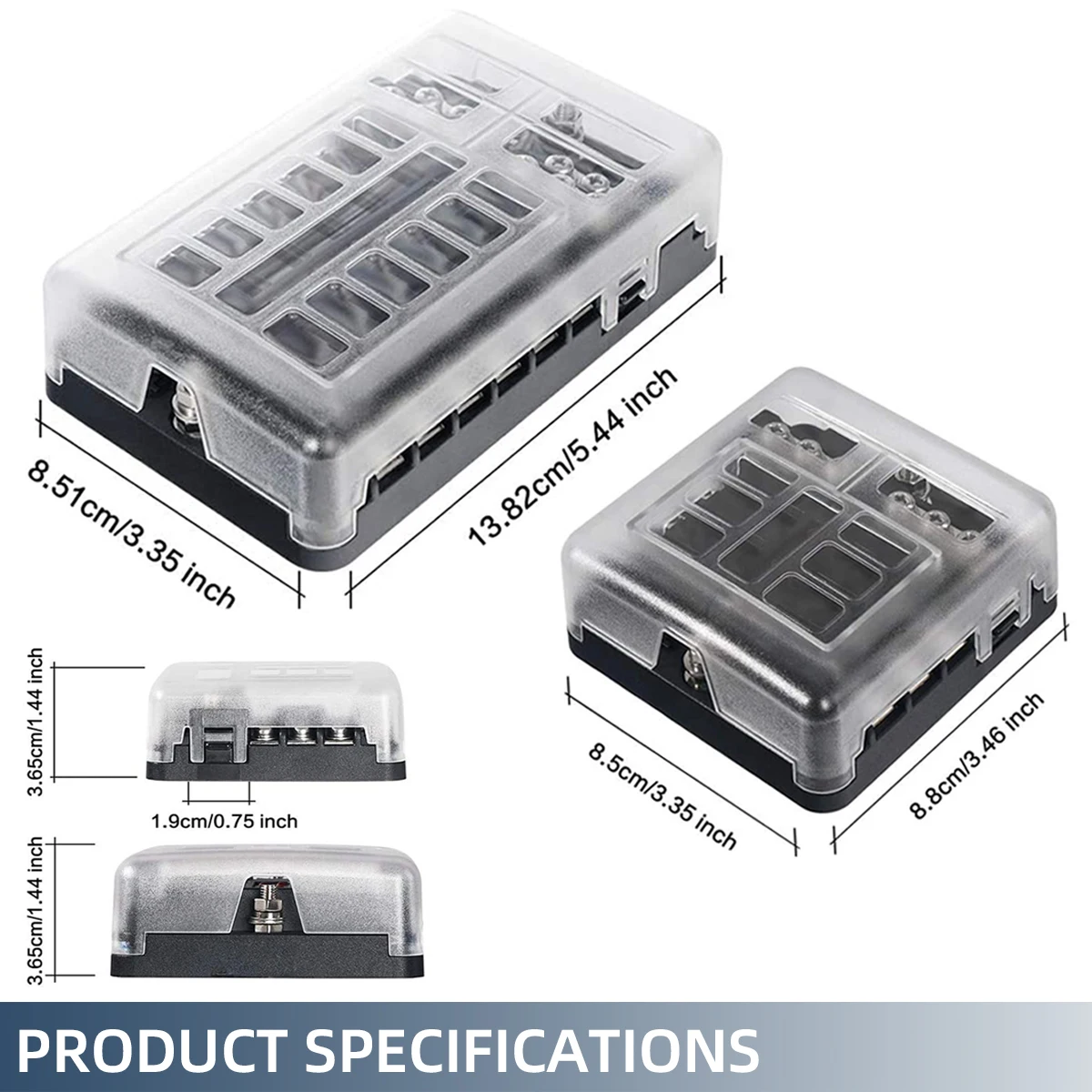 6-Way Blade Fuse Holder with Warning Indicator and Power Distribution Panel