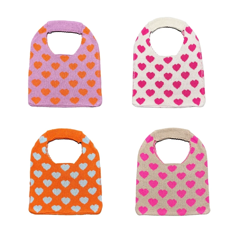 

63HC Knitted Handbags Crochet Tote Bag Shoulder Bag Large Capacity Book Storage Bag