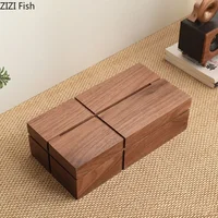 Cross Walnut Wood Tissue Boxes Household Paper Towel Case Living Room Coffee Table Removable Tissue Box Holder Home Decoration 1