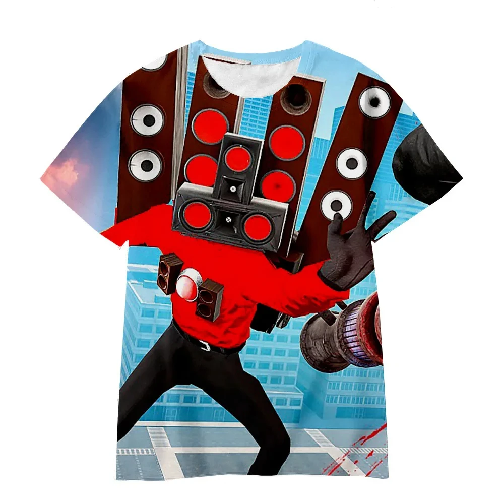 Skibidi Toilet Cameraman Speaker Man T-shirt Print T-shirt Parent-child Clothing 2023 Summer Girl Clothing Boys Tshirt 4