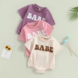 Lovely Baby Girls Summer Bodysuits Clothes for Newborn Infant Letter Print Short Sleeve Loose O-neck Rompers Jumpsuits Overalls