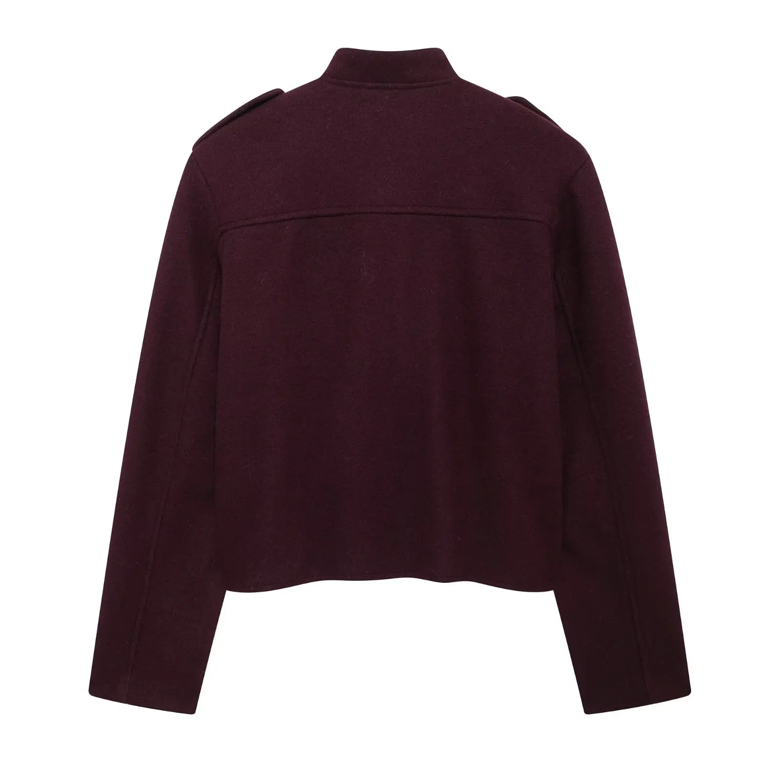 Women Soft Short Bomber Jacket Stand Collar Long Sleeve Pockets Single Breasted Female Leisure Commuting Woolen Coat Streetwear