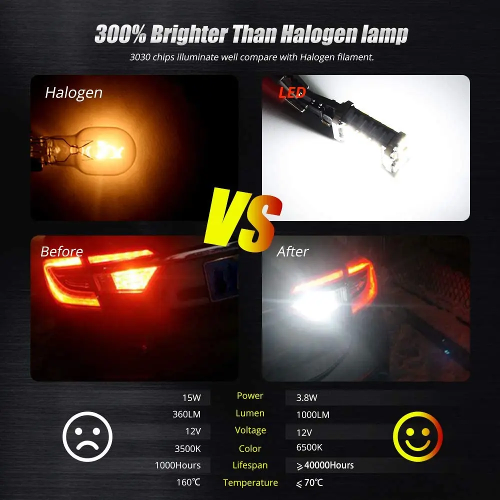 T15 W16W 921 912 T16 902 LED ����, �����, 4014SMD, ���� �����Ʈ, 1200LM ��ü, �ڵ��� ������, ���, 2 ��, 45 ��