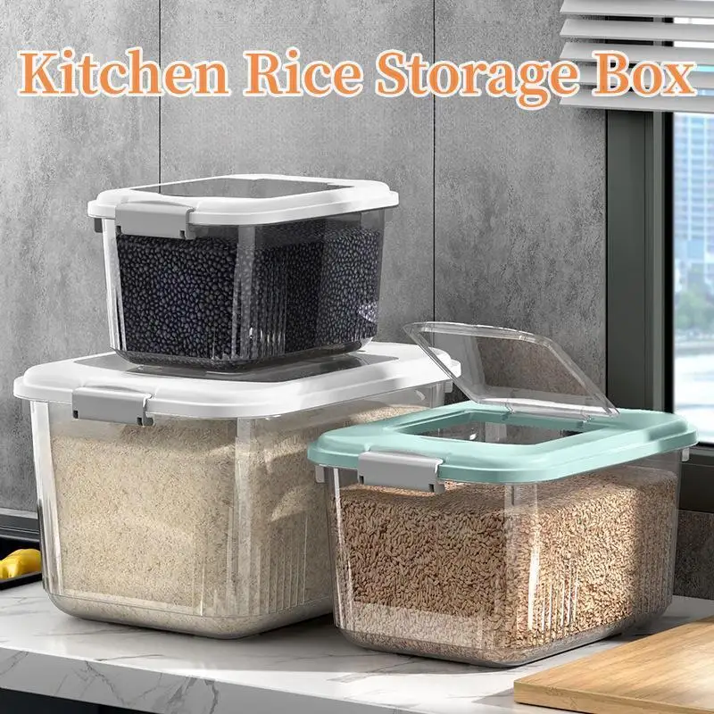 

Kitchen Storage Rice Container Insect Proof Moisture Proof Grain Sealed Jar with Lid Kitchen Container Pet Dog Food Store Box