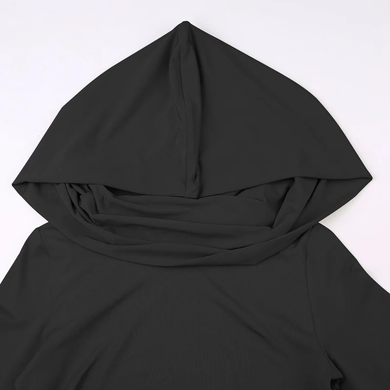 New Spring and Autumn 2025 Fashion Women's Hooded Long Sleeve T-Shirt Elegant Slim Short Casual Solid Color Top