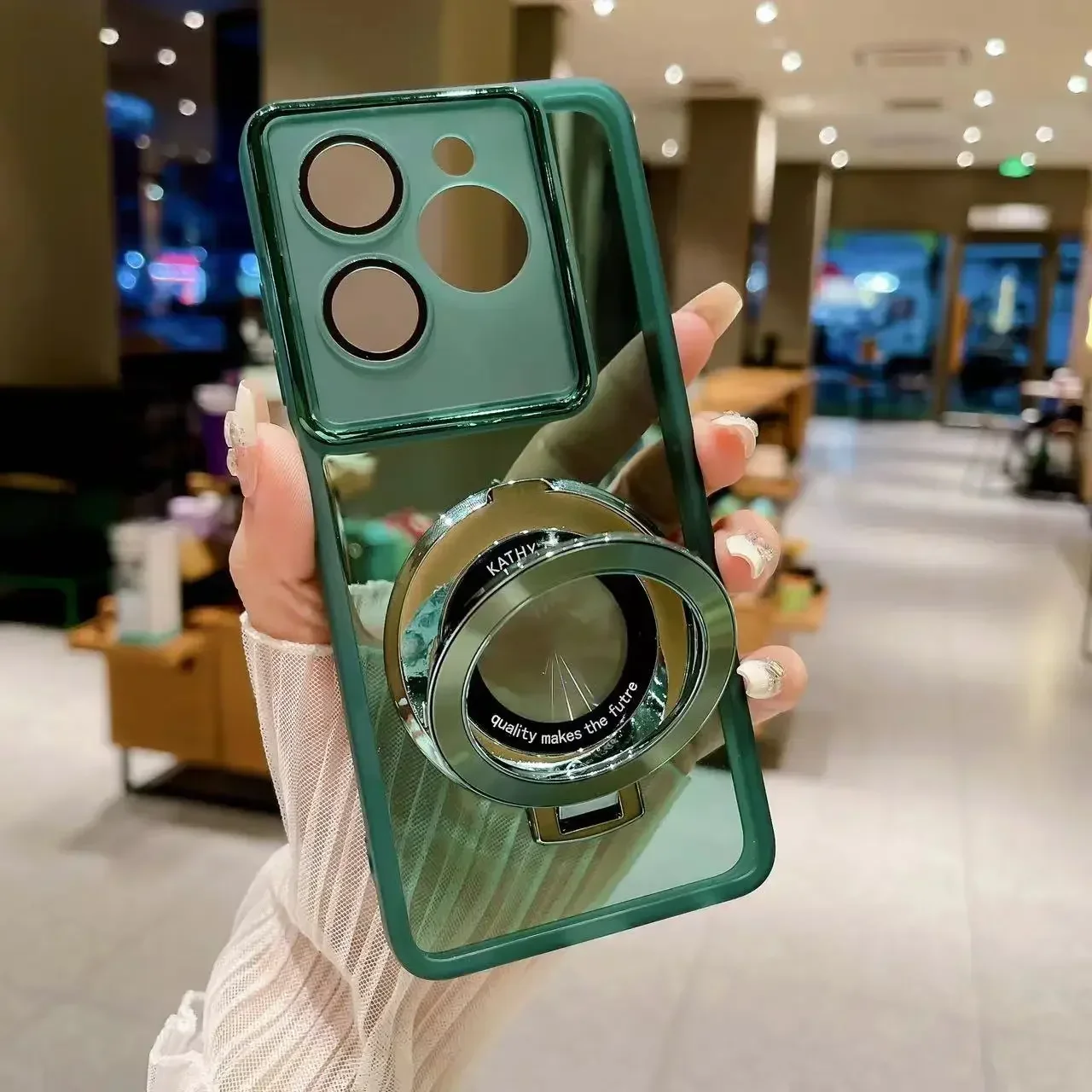 Edge 60 Luxury Magnetic Ring Holder Phone Case with Clear Stand Cover