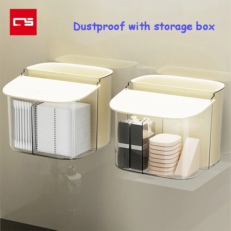 

Plastic Wall Mounted Storage Boxes Dustproof Bathroom Organizer for Cotton Swabs Makeup Adhesive Small Jewelry Holder Box