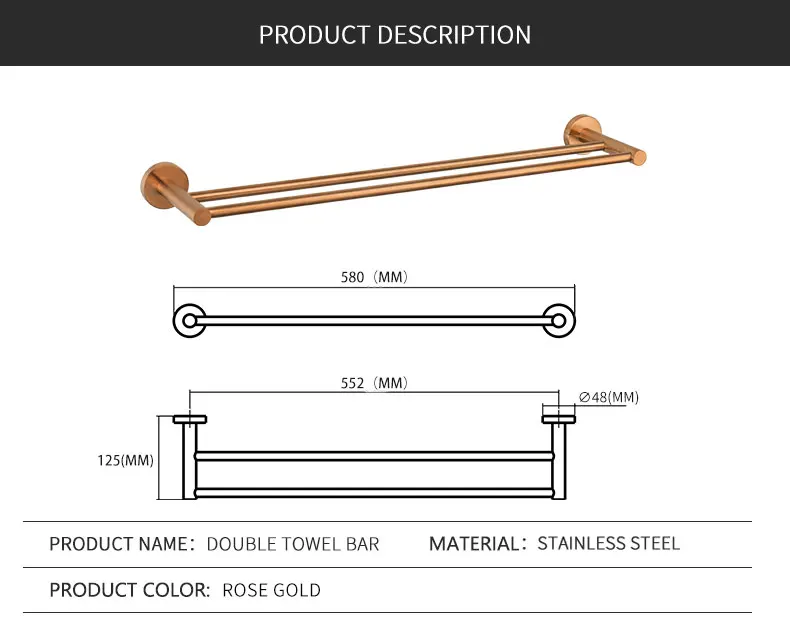 304 Toalheiros de Aço Inoxidável Rose Gold,