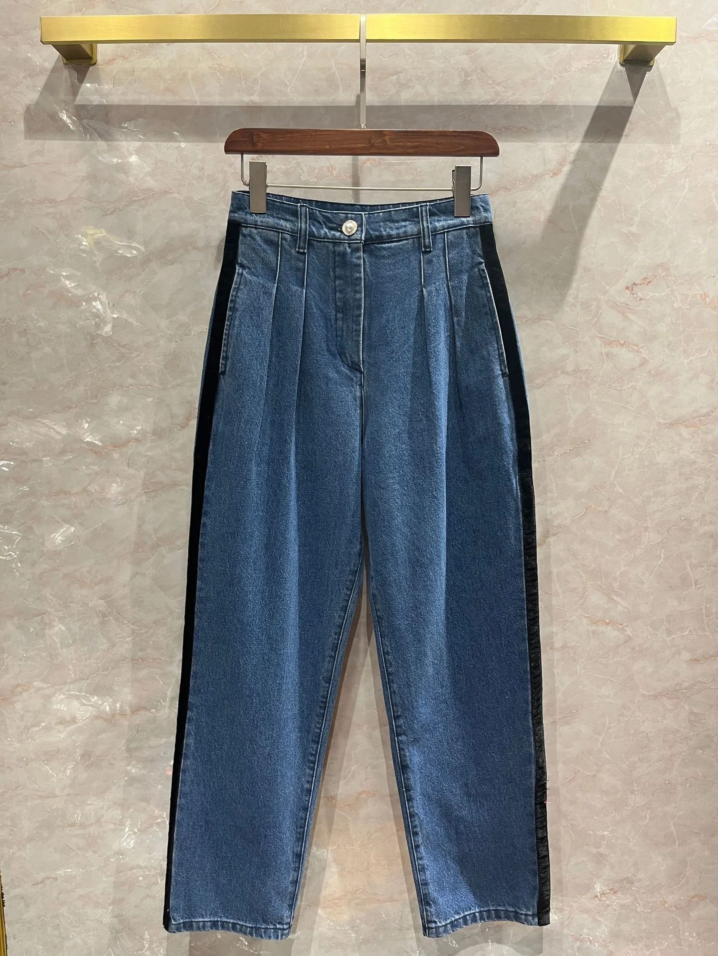 

Side Webbing Loose Jeans Black 2023 Autumn Casual Cotton Denim Pants Female Radish Pants Trousers