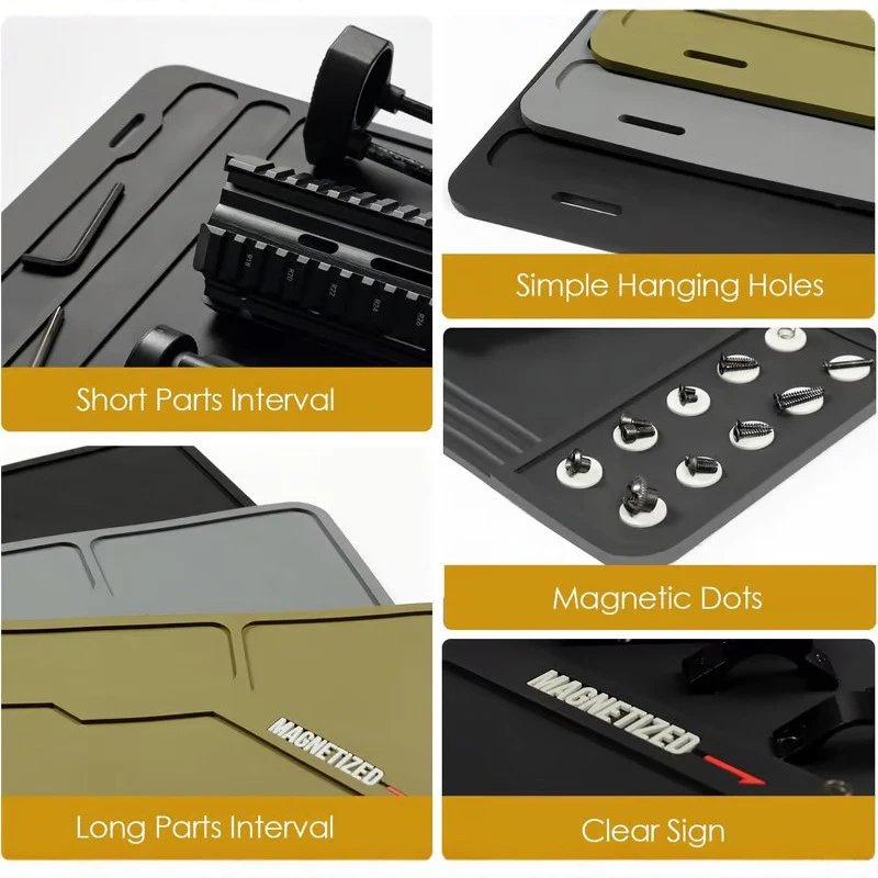 1PC Gun Cleaning Mat Rifle Pistol Gun Mat With Magnetic Dots Non-Slip With Organizer Parts Tray Protective Workbench Mat 5