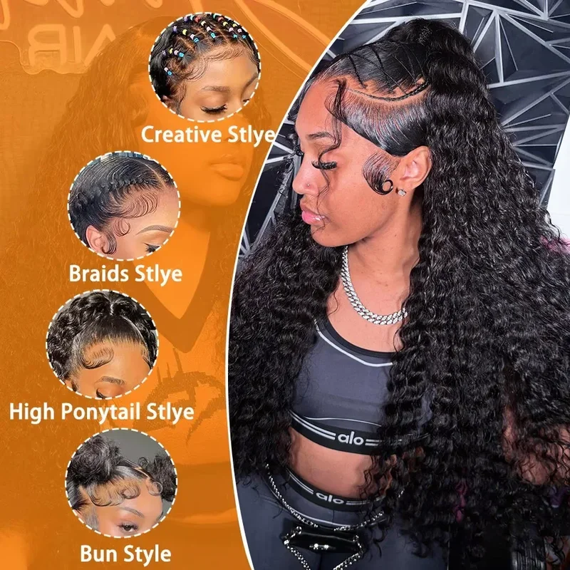 Human Hair Wigs 13x6 HD Lace Loose Deep Wave Frontal 42 Inch Deep Curly Lace Front Preplucked Glueless Human Hair