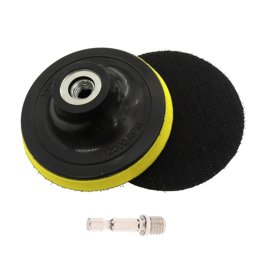 1PCS 100mm Hook And Loop Buffing Pad Rotary Backing Pad With M10 Drill Adapter For Metal Derusting Glass Ceramic Marble polyurethane 4 inch 100mm hook and loop buffing pad rotary backing pad with m10 drill adapter for grinders electric drills