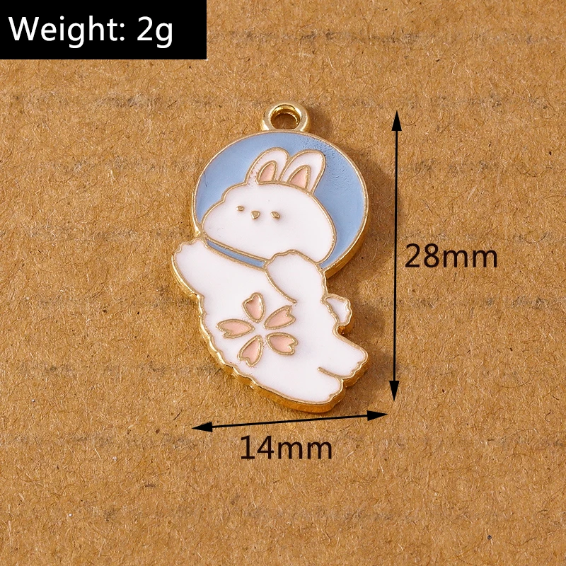 10 stücke niedlichen Emaille Hase Kaninchen Anhänger Charme für Schmuck machen DIY Halskette Ohrringe Armband Zubehör liefert – Detail 3