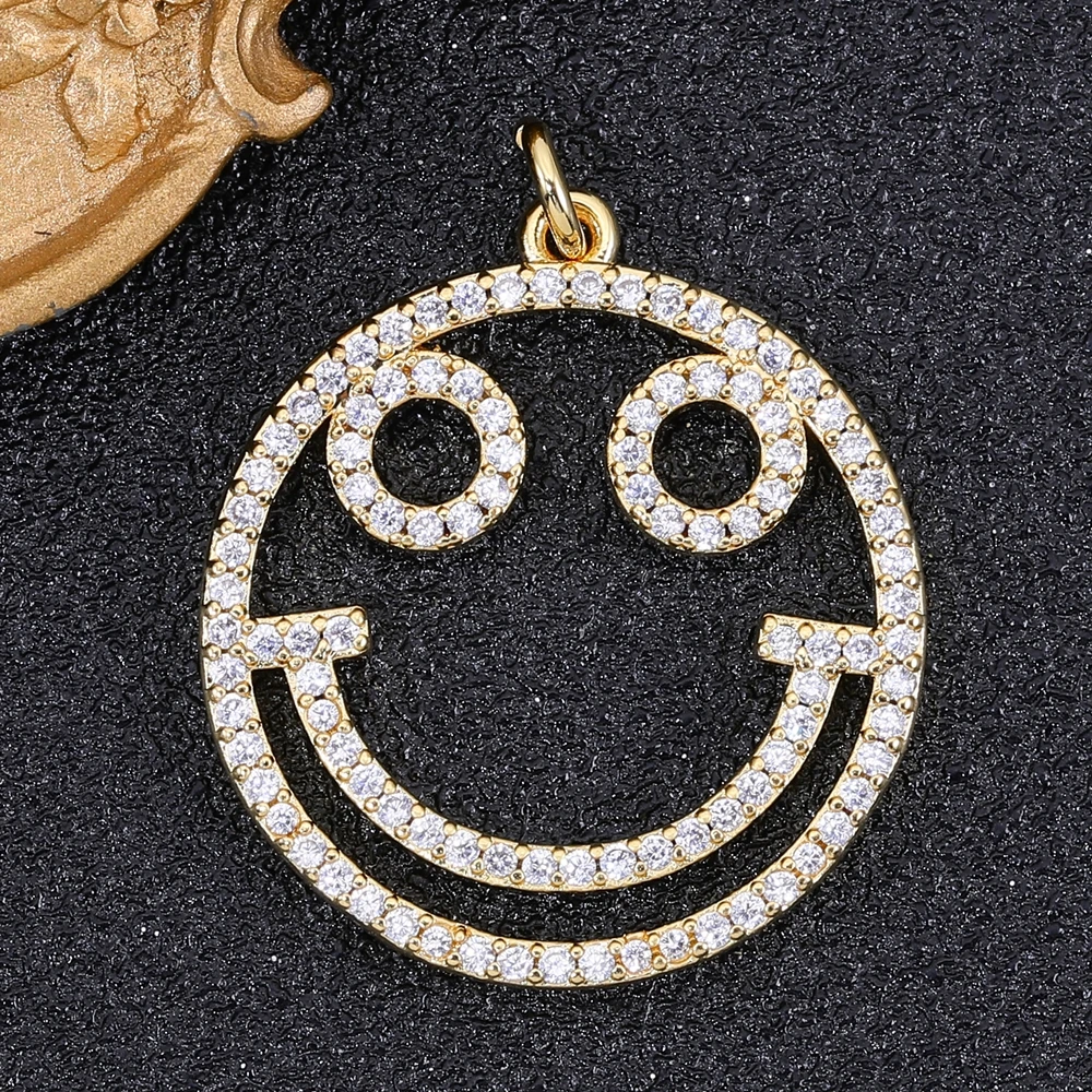 Juya 18K vergoldete handgemachte Regenbogen Zirkon Liebe Herz Stern Runde Evil Eye Lächeln Gesicht Charms für DIY Anhänger Schmuckherstellung – Detail 5