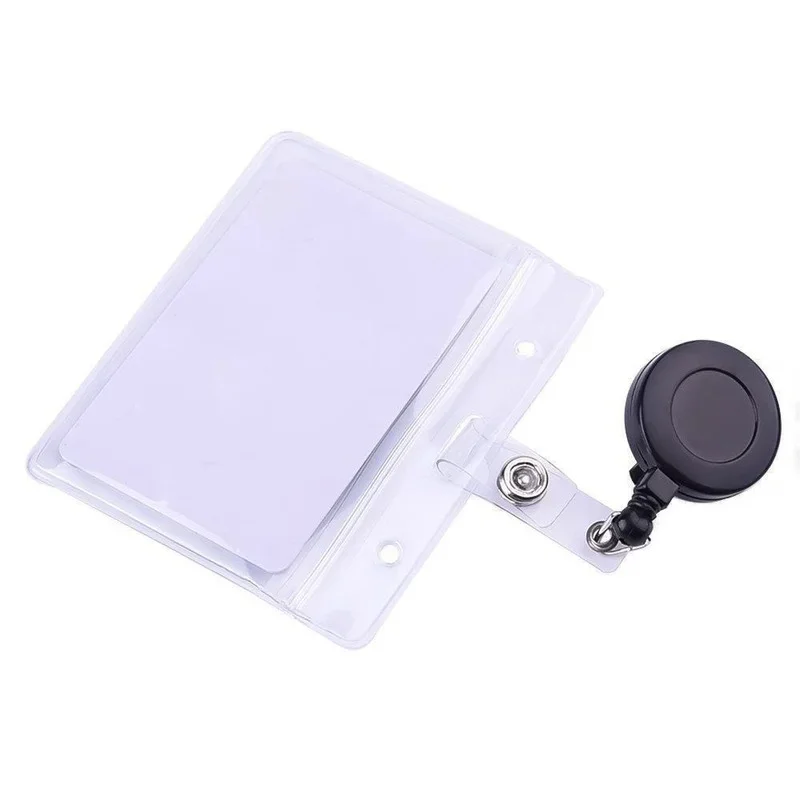 2pcs/set Plastic Retractable ID Tag Work Card Clip Badge Reel Pass Access Card Lanyard Belt Clips Office Employee Supplies