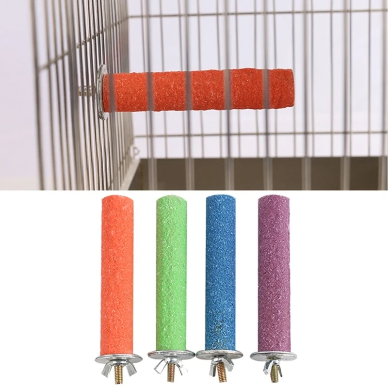 Bird Cage Perches Parrot Perch Natural Wood Stand Sand Surfaces Paw Grinding Sticks Trim Nails Bar for Conures Parakeets Easy to Install