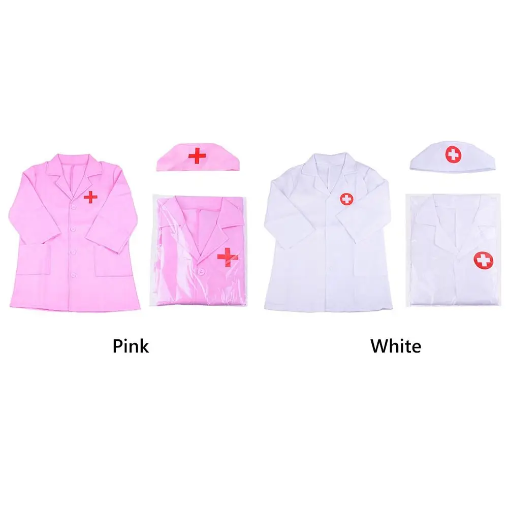 1 Set White Pink Toy Clothes Performance Costume Playing House Nurse Clothes Role Play Professional Play