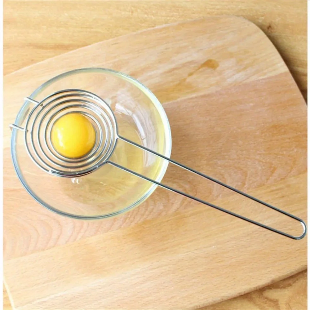 Egg Separator 1PC Spiral 304 Stainless Steel Egg White Separator Egg Yolk Remover Divider with Long Handle Kitchen Tool