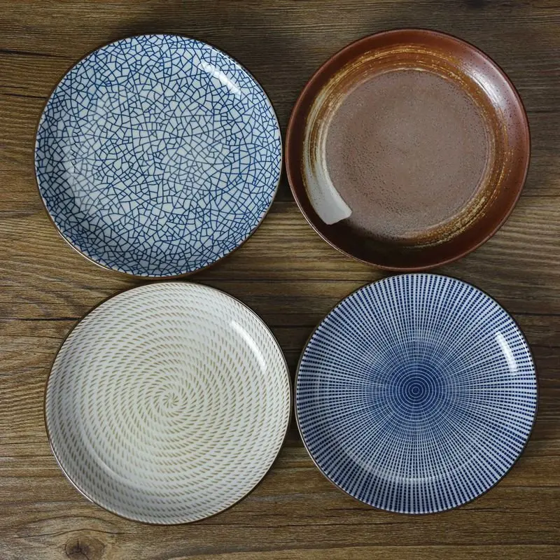 Stripe geometry plate flavoring sauce dishes saucer sushi Dessert dish Creative small size snacks 4 Inch and 4 patterns/ set ~