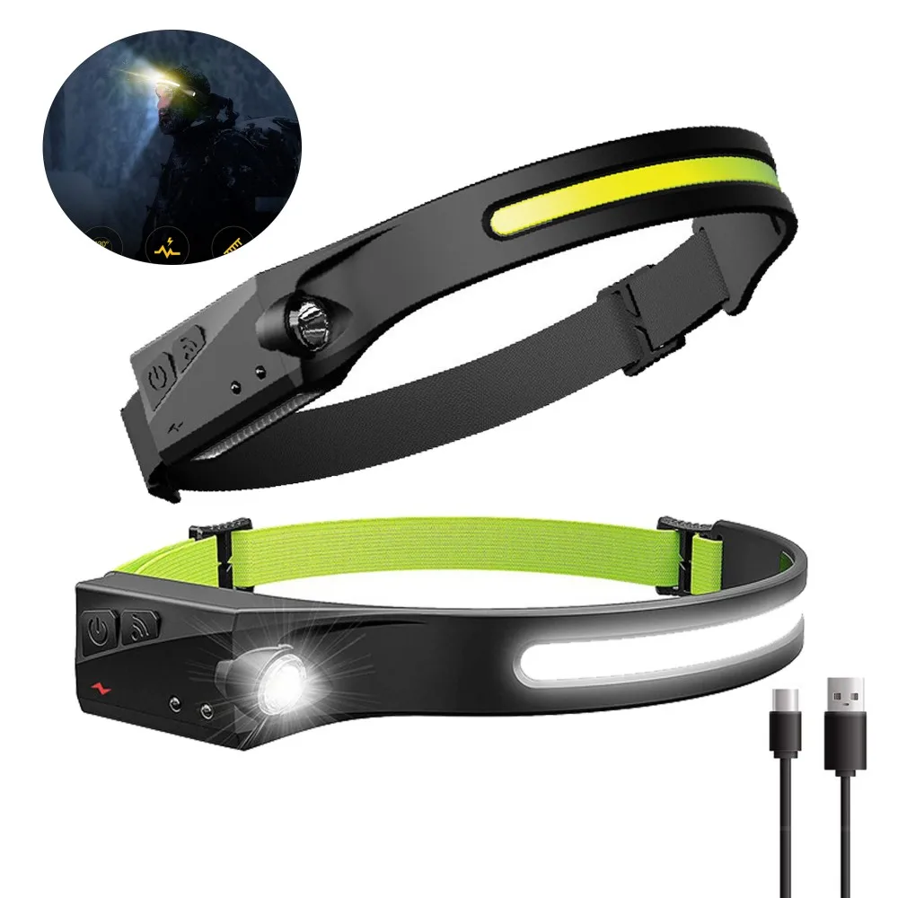 

LED Induction Headlamp COB Bright Headlight Flashlight USB Rechargeable Head Lamp For Night Camping Running Fishing Lighting