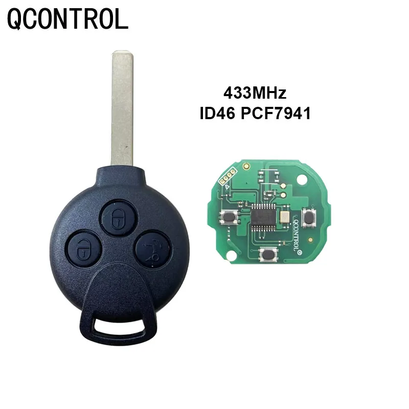 QCONTROL 433MHz 3 Buttons Car Remote Key Fit for Mercedes-Benz Smart Smart Fortwo 451 2007 2008 2009 2010 2011 2012 2013