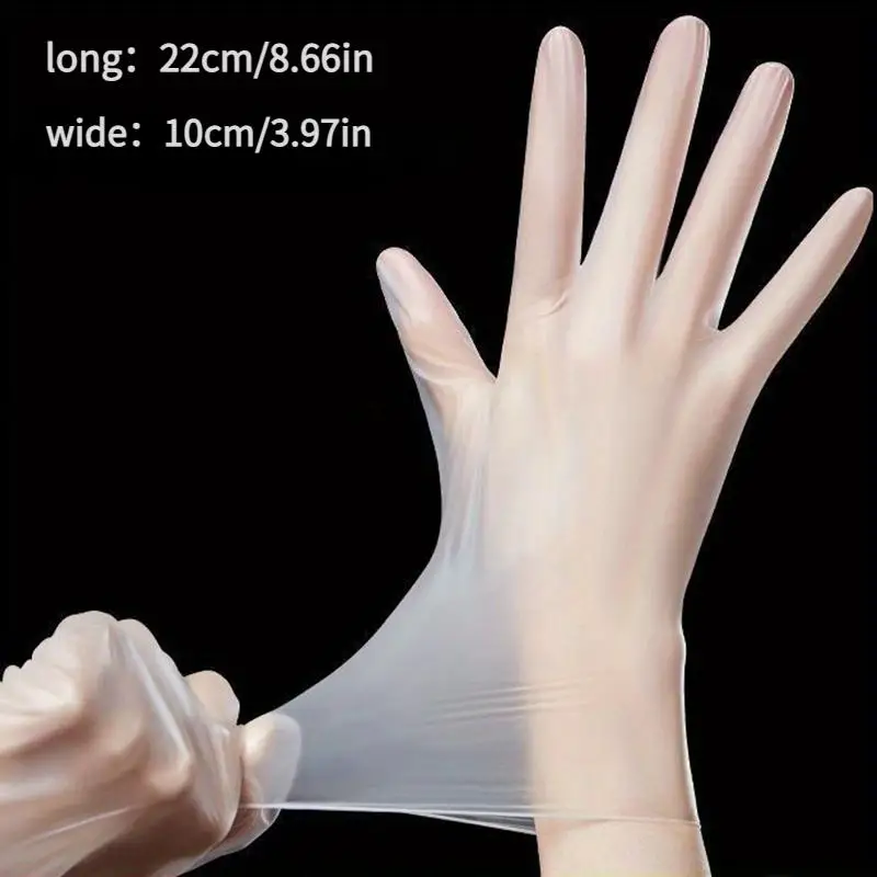 100Pcs High Elasticity TPE Disposable Gloves Transparent Thick Elastic Waterproof Oil Resistant Kitchen Cleaning Gloves