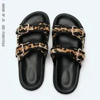 High Quality Leopard Metal Buckle Design Women Slippers Sexy Comfort Non Slip Slide Sandals Summer Size 43 Platform Flip Flops - Image 5