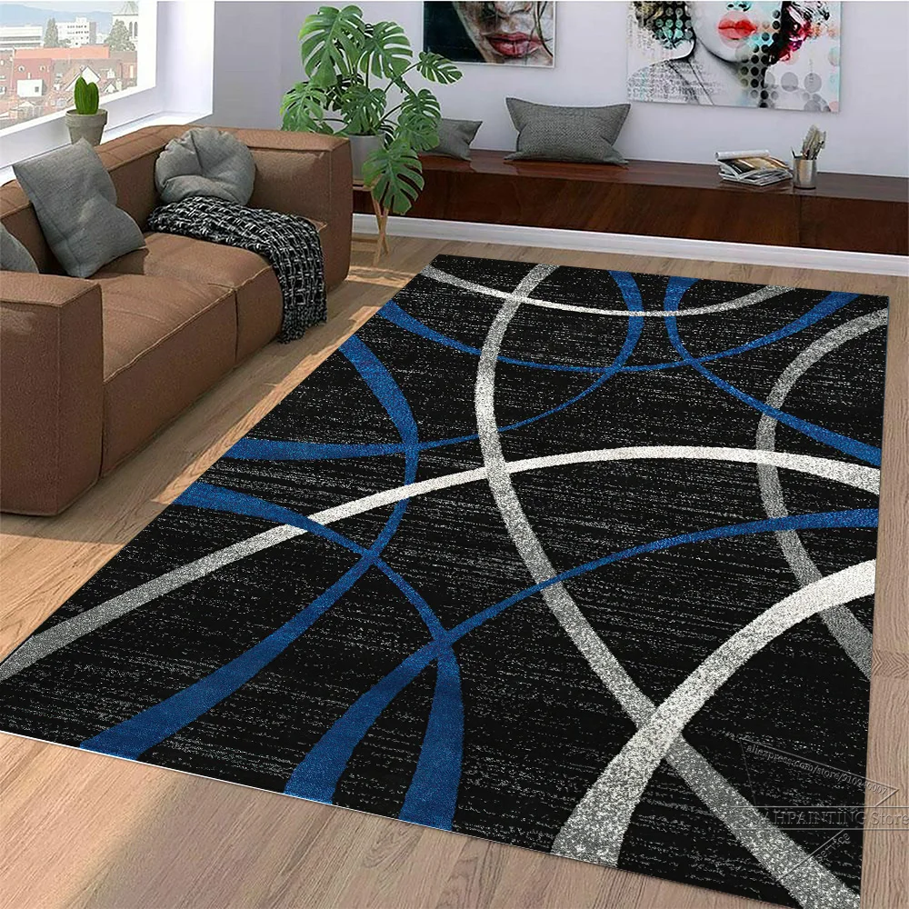 

Red Swirls Carpet Bedroom Living Room Abstract Area Rug Modern Geometric Lines Decor Floor Mat Persian Style Decoration Rugs