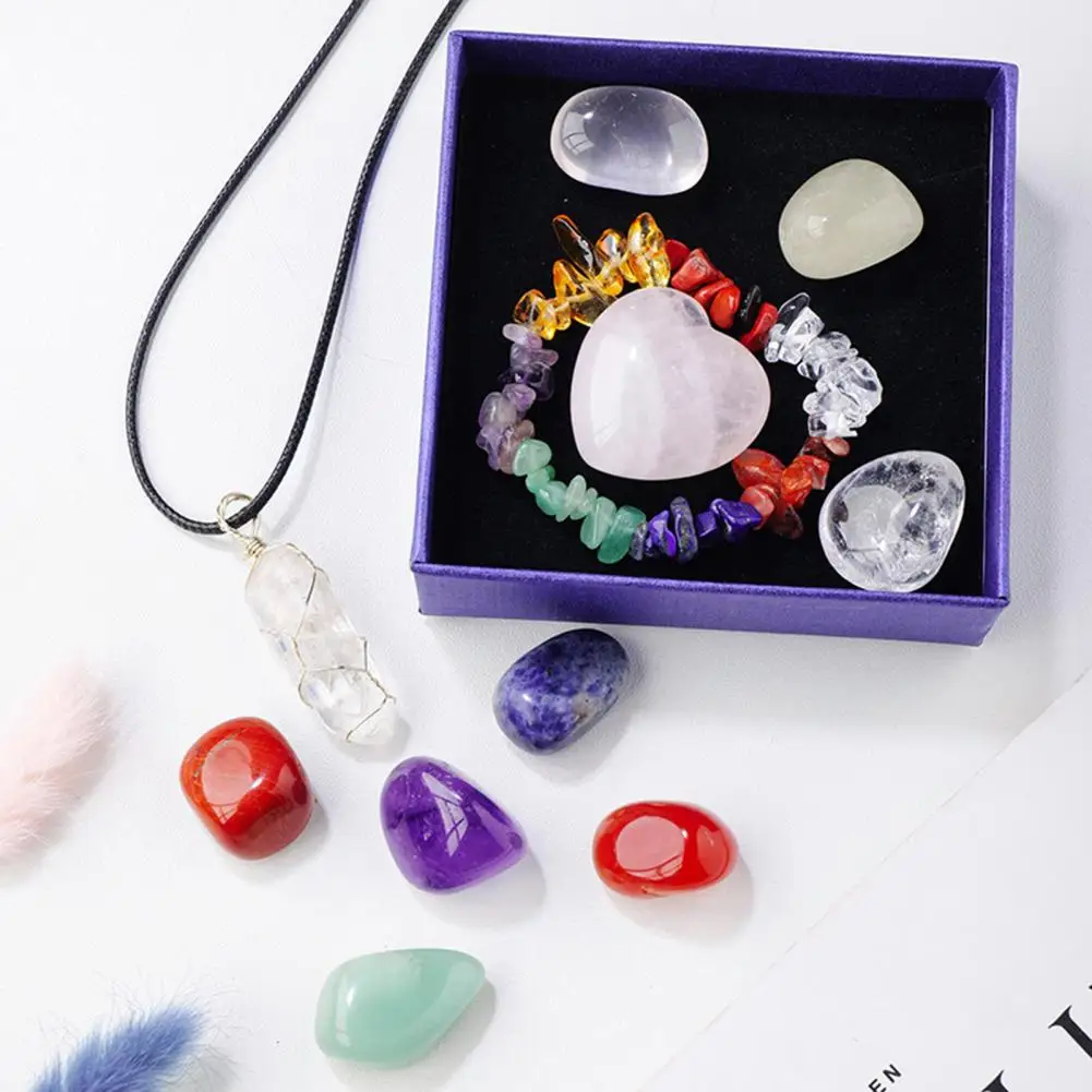 

Fake Set Chakra Stones Healing Faux Set for Positive Energy Spiritual Faux Gemstones for Women for Beginners for Positivity